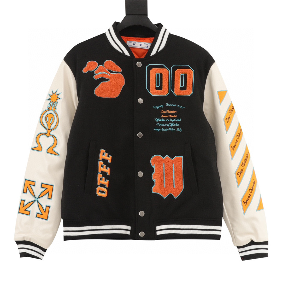 OFF-WhiteDIAG SKINNY VARSITY ジャケット Off-White Varsity Jacket Orange
